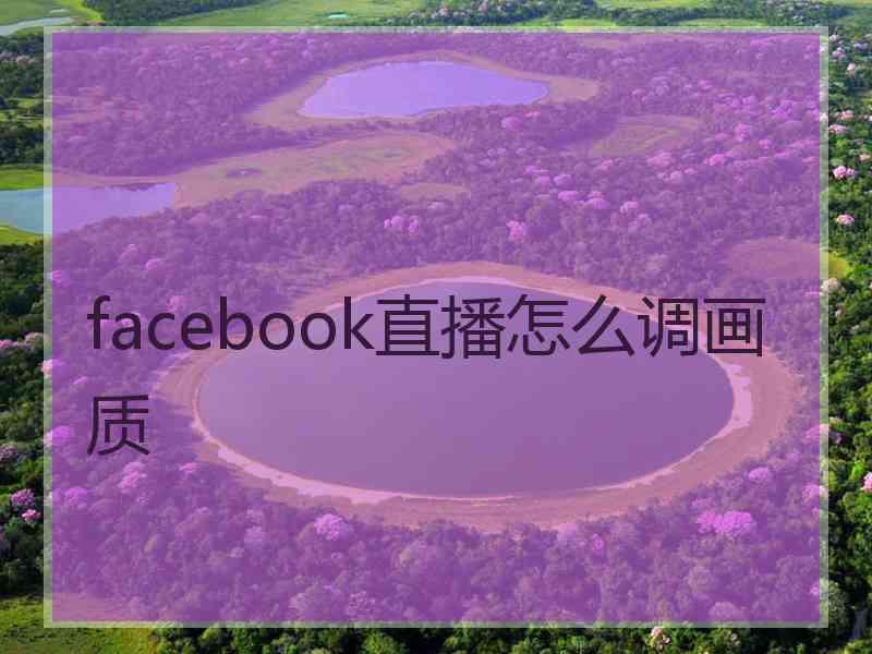 facebook直播怎么调画质 facebook直播怎么调画质