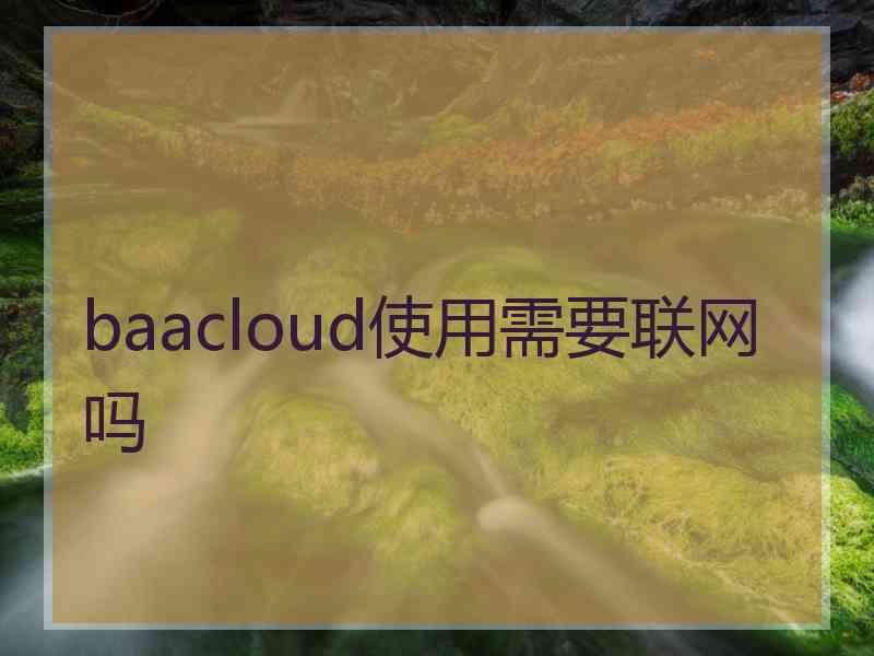 baacloud使用需要联网吗 baacloud使用需要联网吗