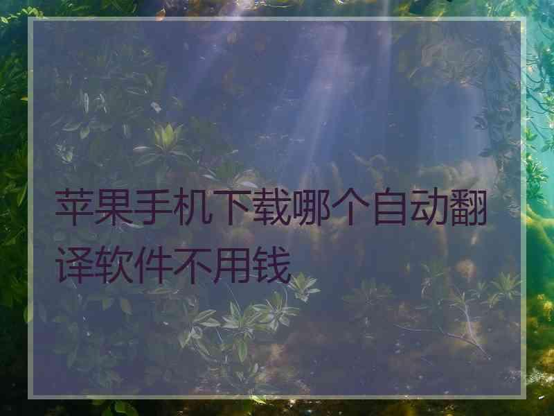 苹果手机下载哪个自动翻译软件不用钱 苹果手机下载哪个自动翻译软件不用钱