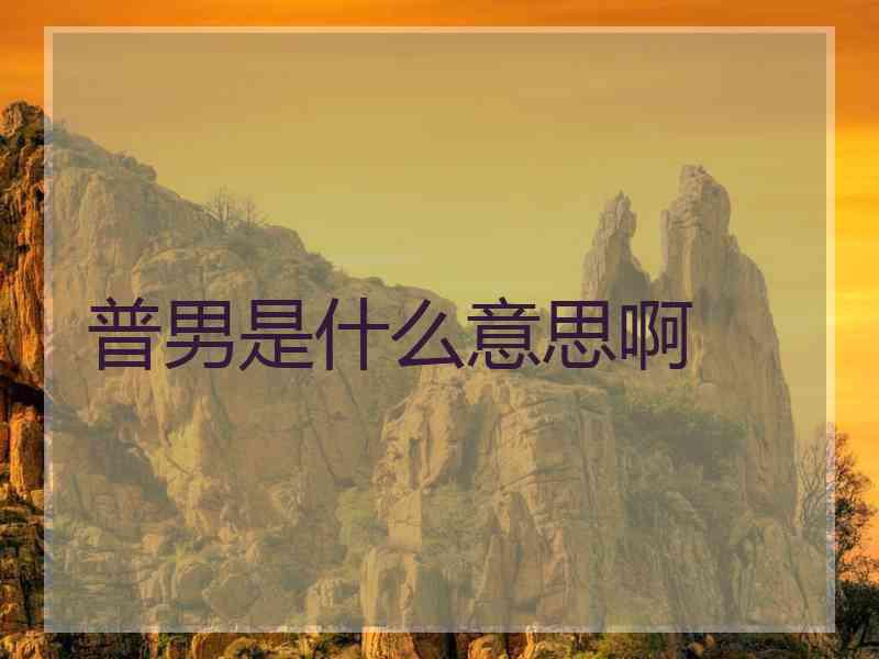 普男是什么意思啊 普男是什么意思啊