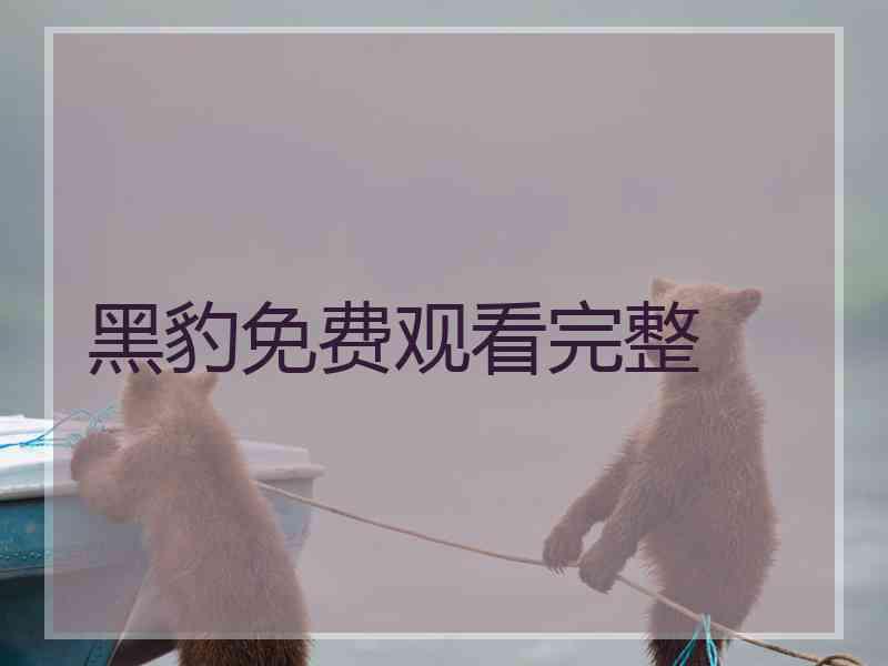 黑豹免费观看完整 黑豹免费观看完整