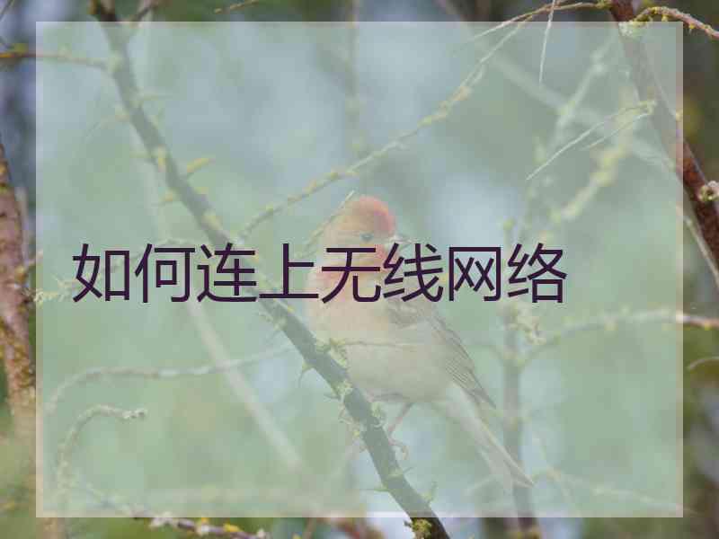如何连上无线网络 如何连上无线网络