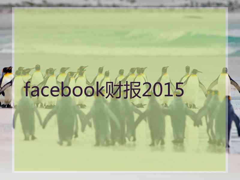 facebook财报2015 facebook财报2015