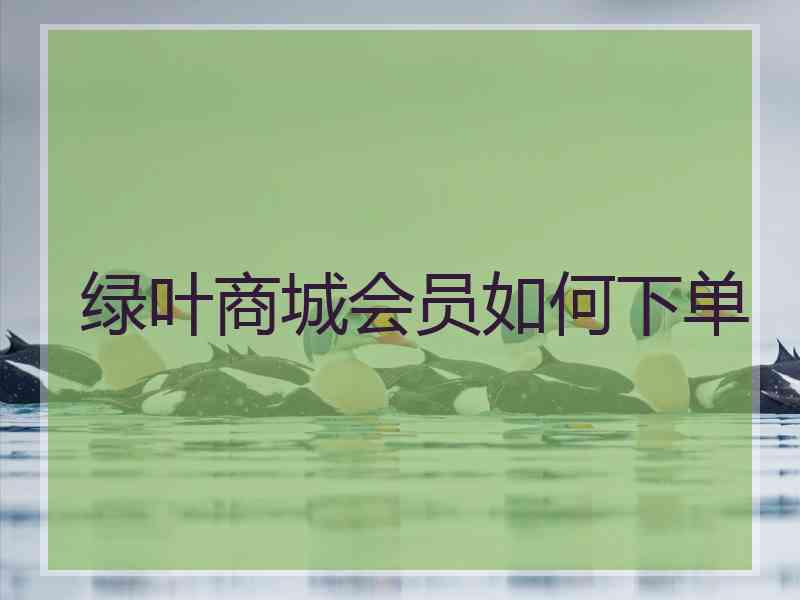 绿叶商城会员如何下单 绿叶商城会员如何下单