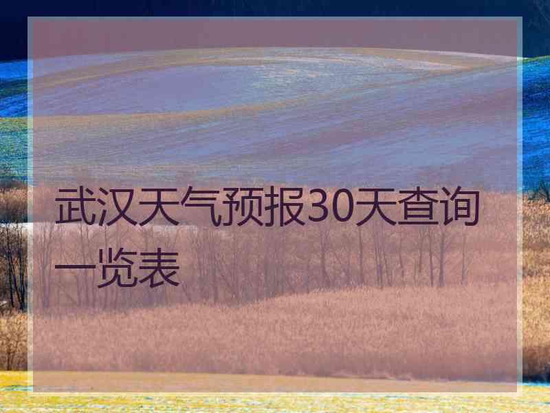 武汉天气预报30天查询一览表 武汉天气预报30天查询一览表