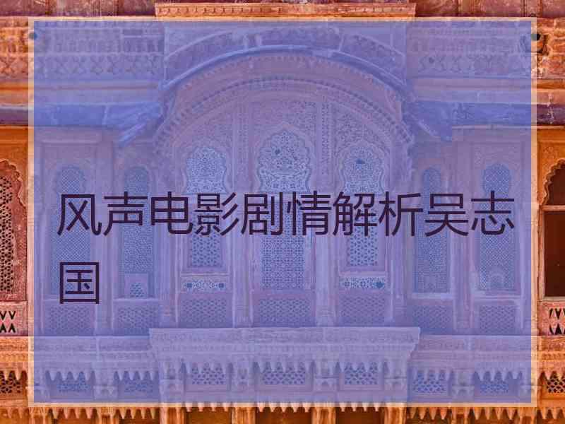 风声电影剧情解析吴志国 风声电影剧情解析吴志国