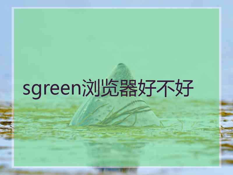 sgreen浏览器好不好 sgreen浏览器好不好