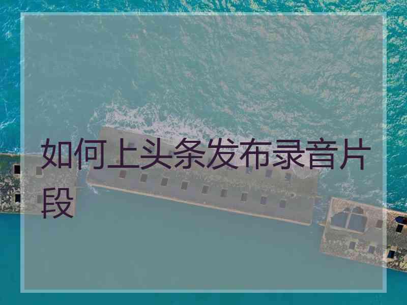 如何上头条发布录音片段 如何上头条发布录音片段