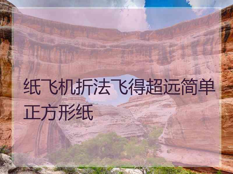 纸飞机折法飞得超远简单正方形纸 纸飞机折法飞得超远简单正方形纸