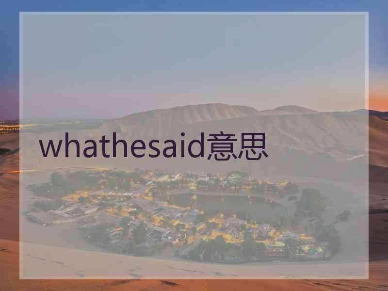 whathesaid意思 whathesaid意思