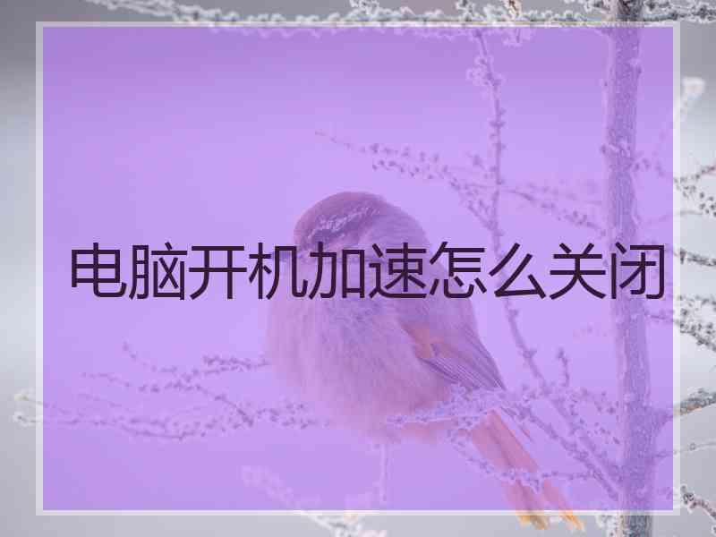 电脑开机加速怎么关闭 电脑开机加速怎么关闭