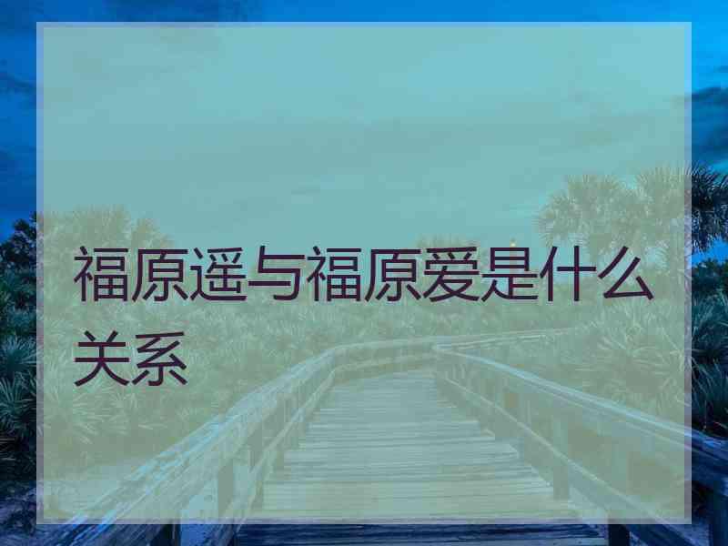 福原遥与福原爱是什么关系