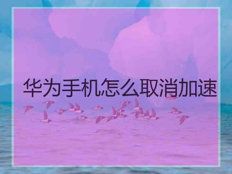 华为手机怎么取消加速