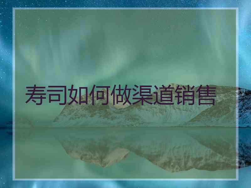 寿司如何做渠道销售