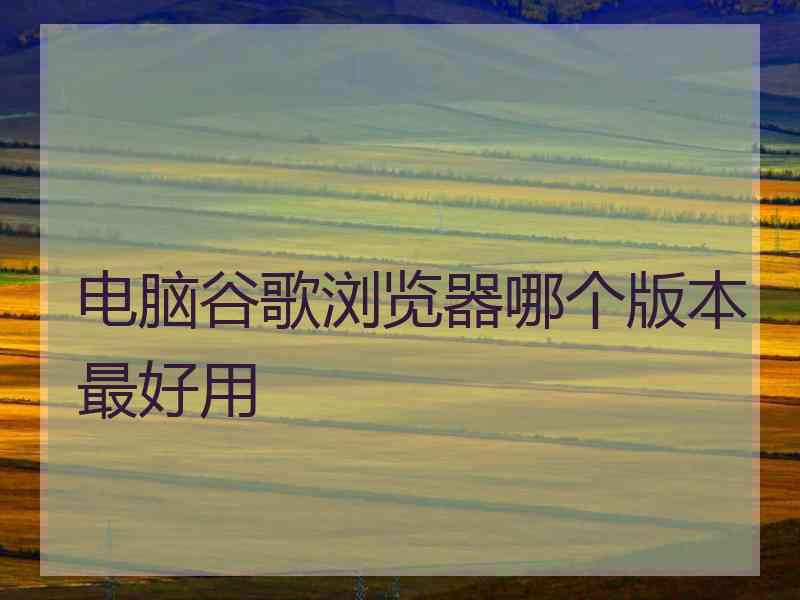 电脑谷歌浏览器哪个版本最好用