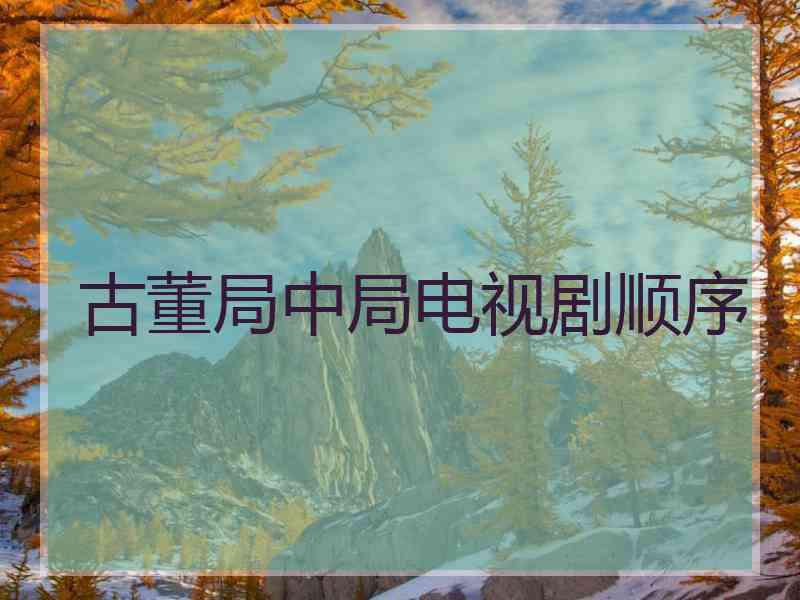 古董局中局电视剧顺序