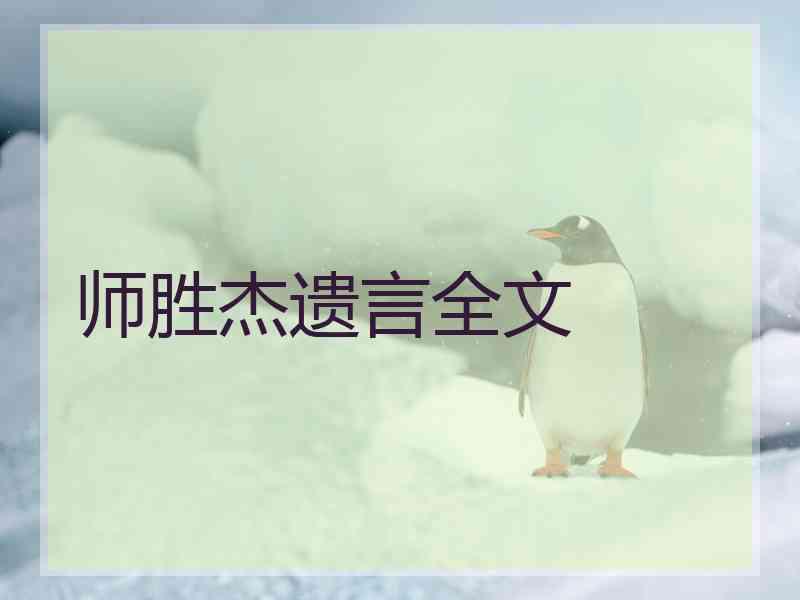 师胜杰遗言全文