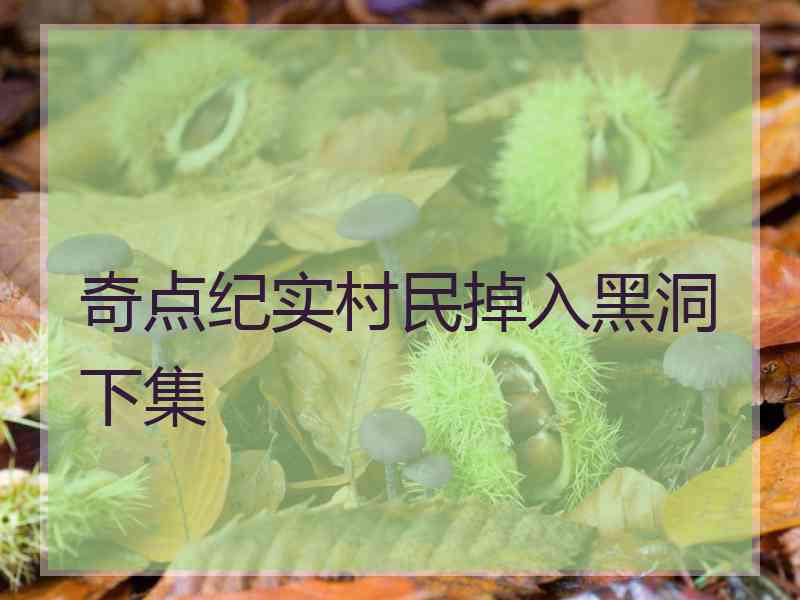 奇点纪实村民掉入黑洞下集