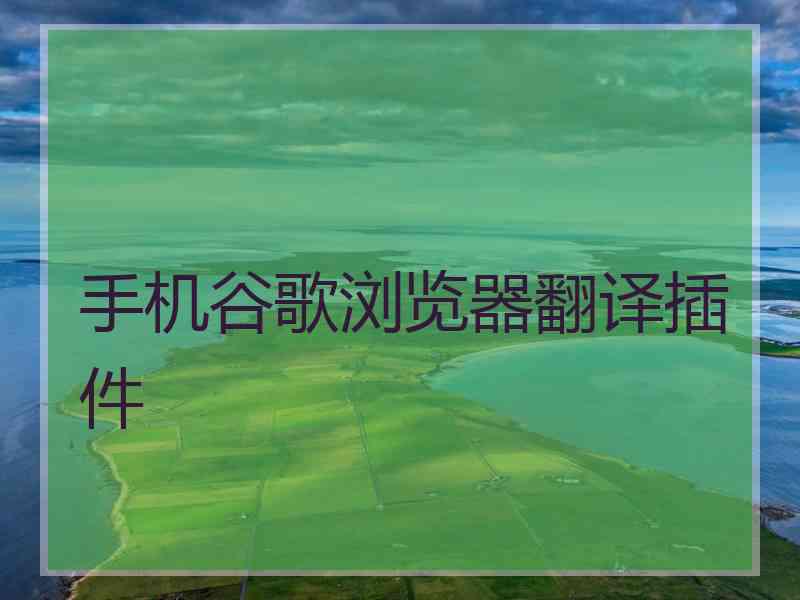 手机谷歌浏览器翻译插件