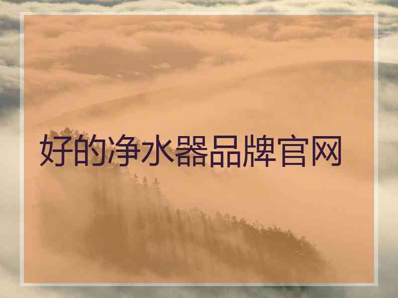 好的净水器品牌官网