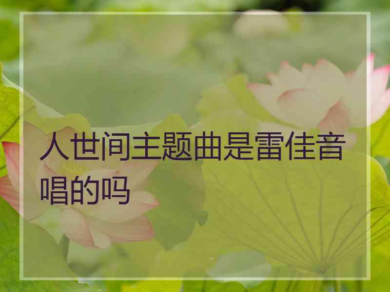 人世间主题曲是雷佳音唱的吗