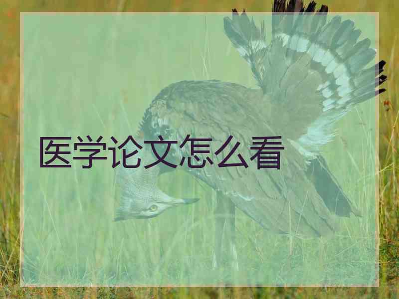 医学论文怎么看