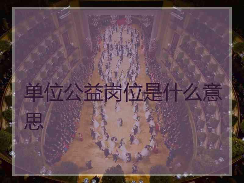 单位公益岗位是什么意思