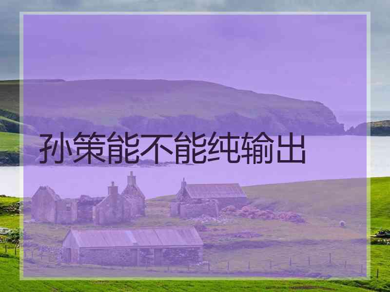 孙策能不能纯输出