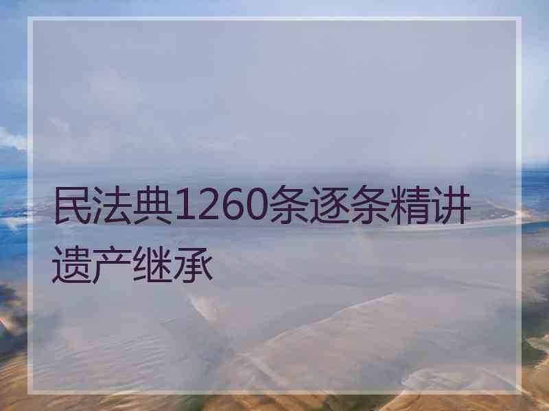 民法典1260条逐条精讲遗产继承