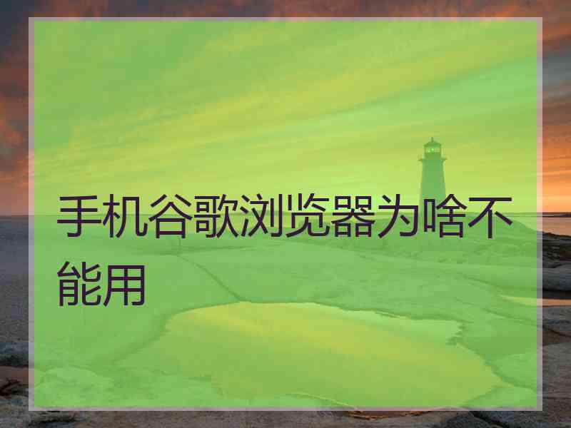 手机谷歌浏览器为啥不能用