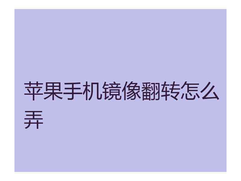 苹果手机镜像翻转怎么弄