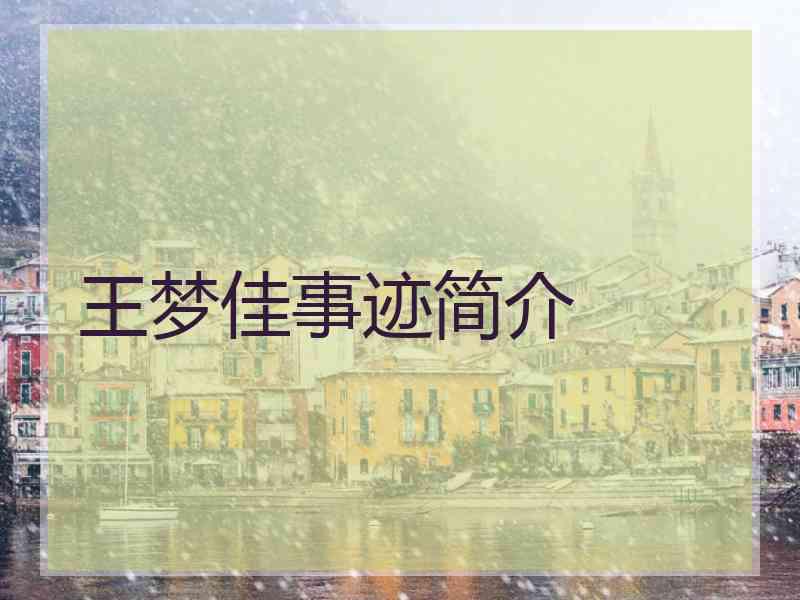 王梦佳事迹简介