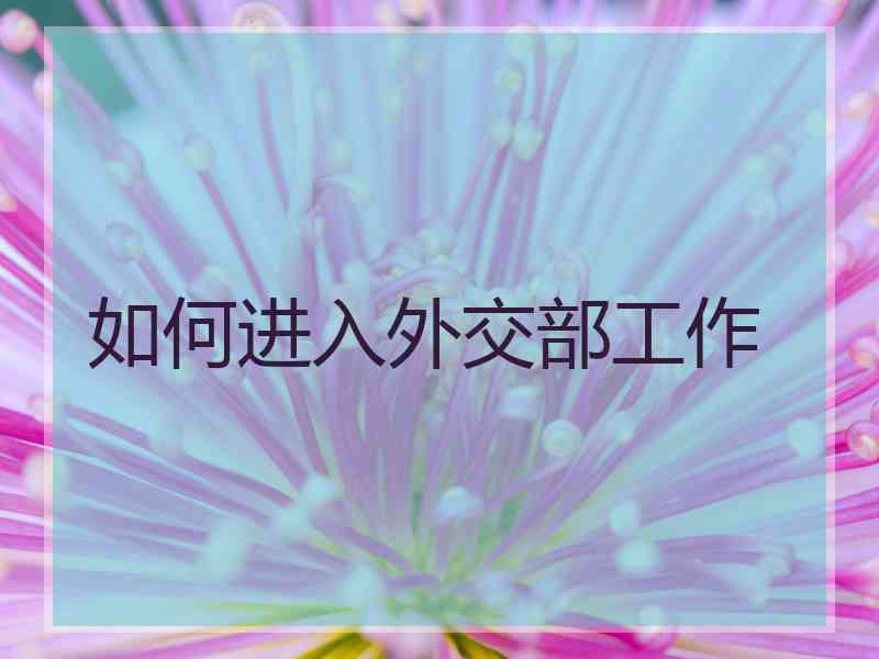 如何进入外交部工作
