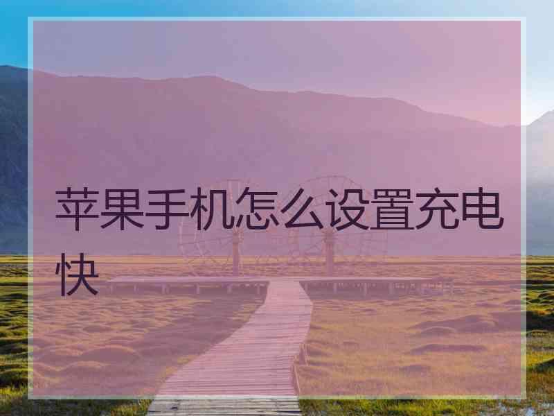 苹果手机怎么设置充电快
