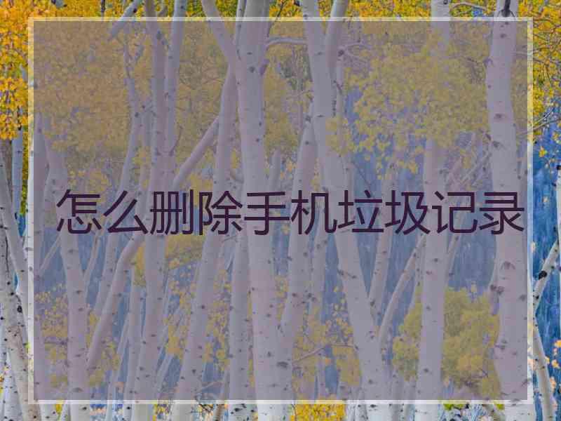 怎么删除手机垃圾记录