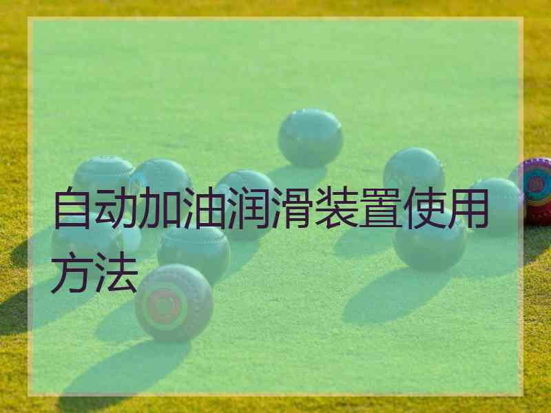 自动加油润滑装置使用方法