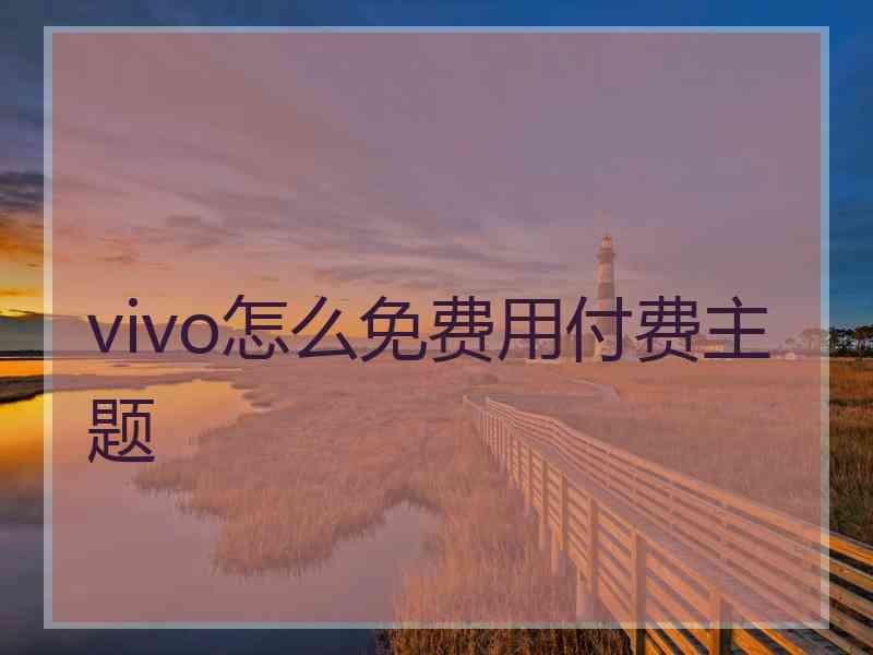 vivo怎么免费用付费主题