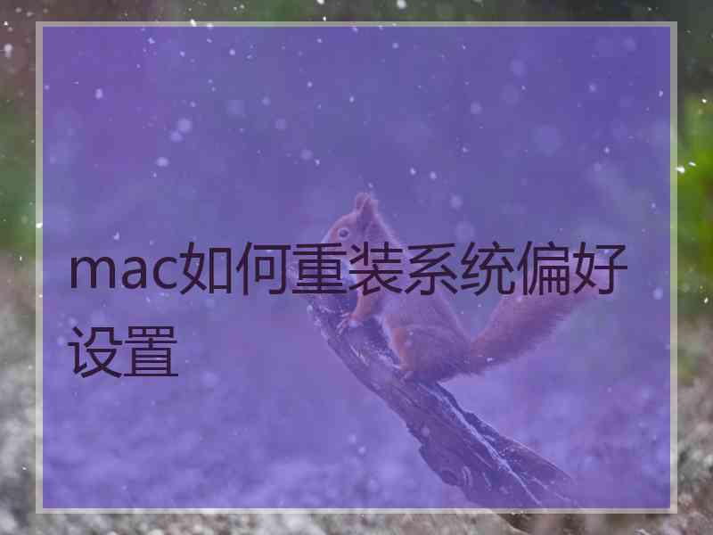 mac如何重装系统偏好设置