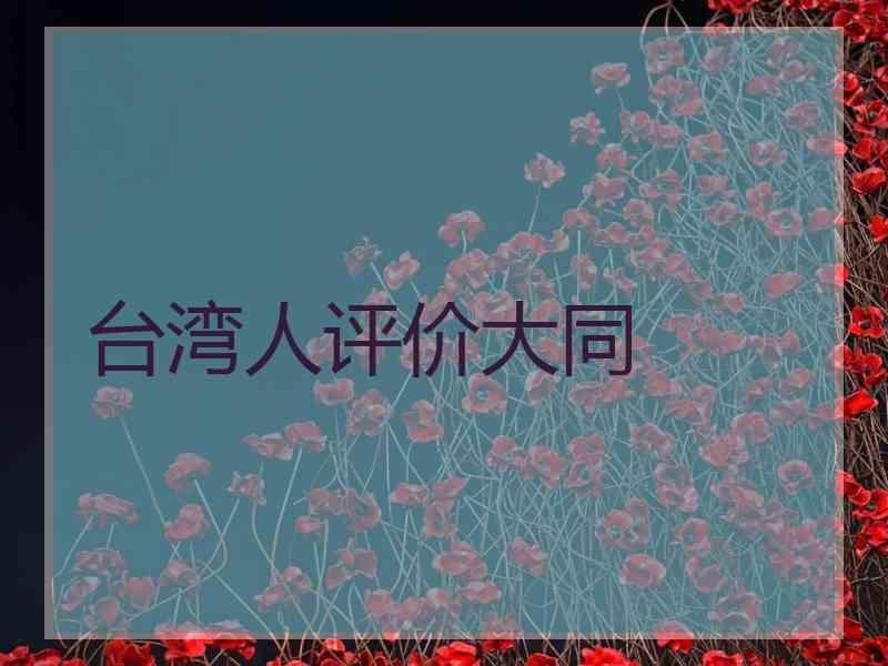 台湾人评价大同
