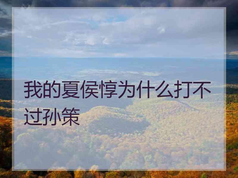 我的夏侯惇为什么打不过孙策