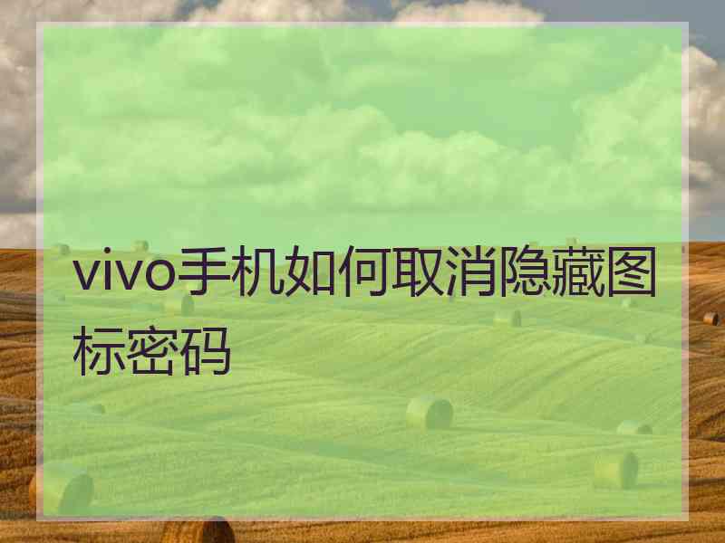 vivo手机如何取消隐藏图标密码