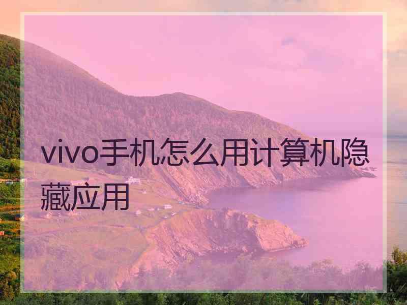 vivo手机怎么用计算机隐藏应用