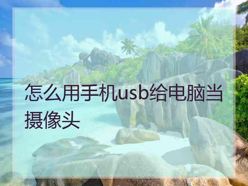 怎么用手机usb给电脑当摄像头