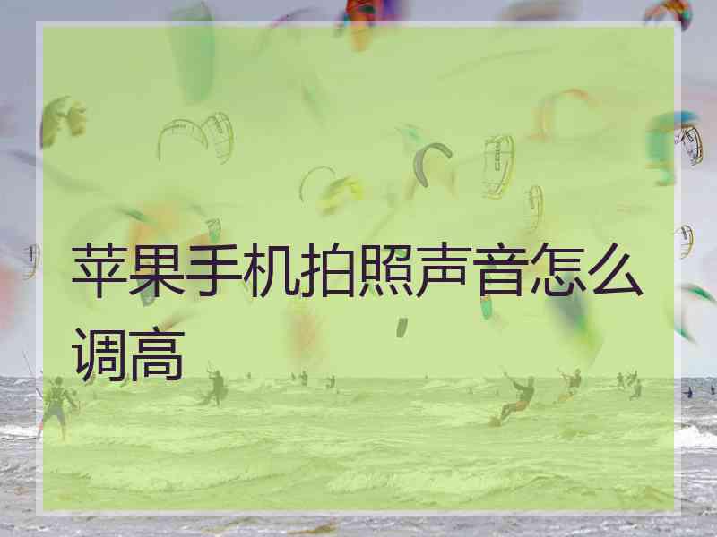 苹果手机拍照声音怎么调高