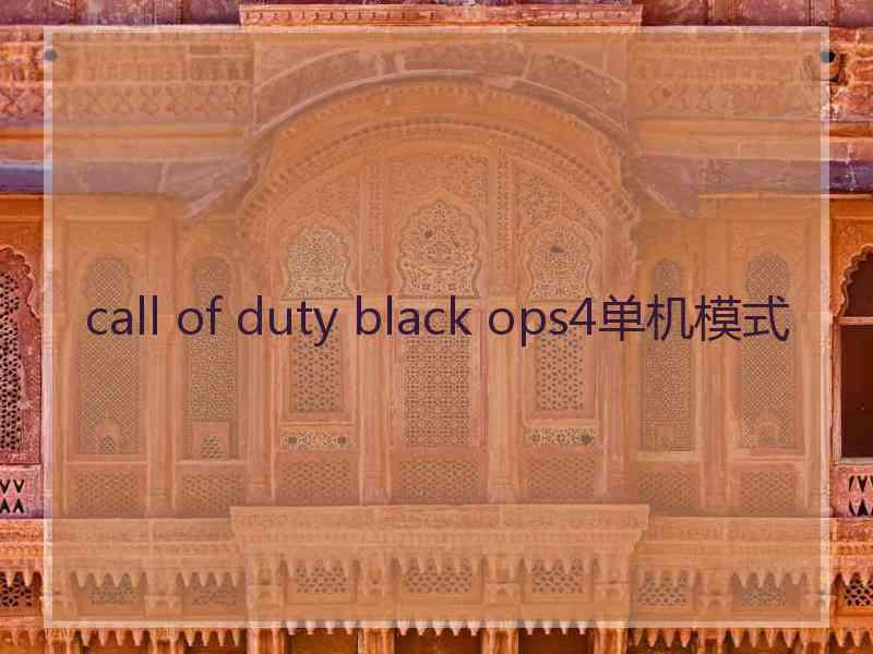 call of duty black ops4单机模式