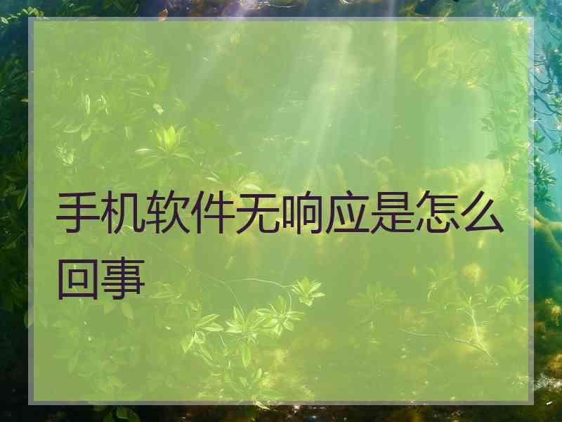 手机软件无响应是怎么回事