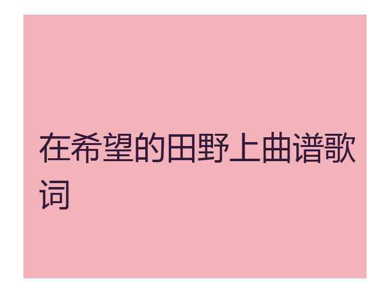 在希望的田野上曲谱歌词