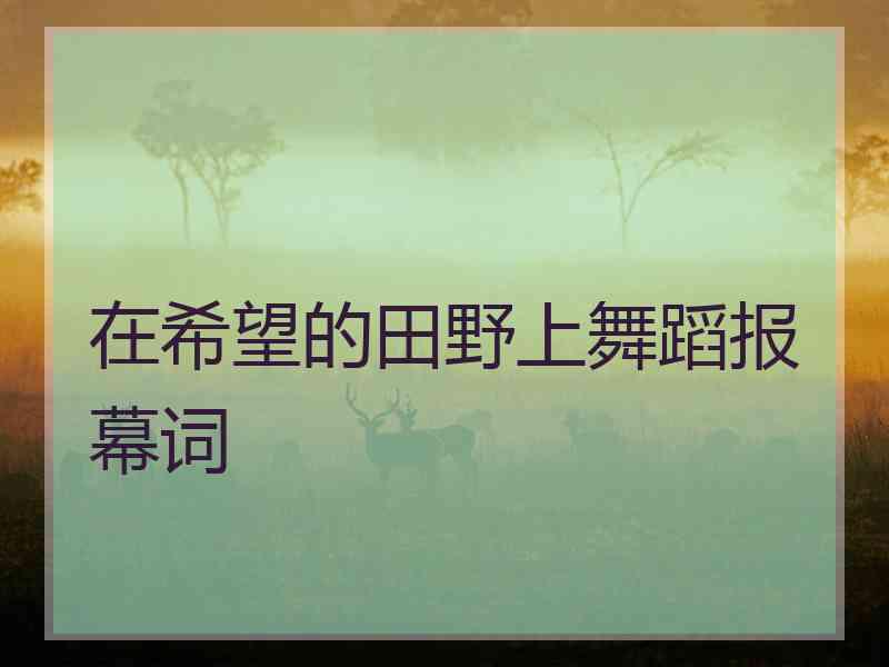 在希望的田野上舞蹈报幕词