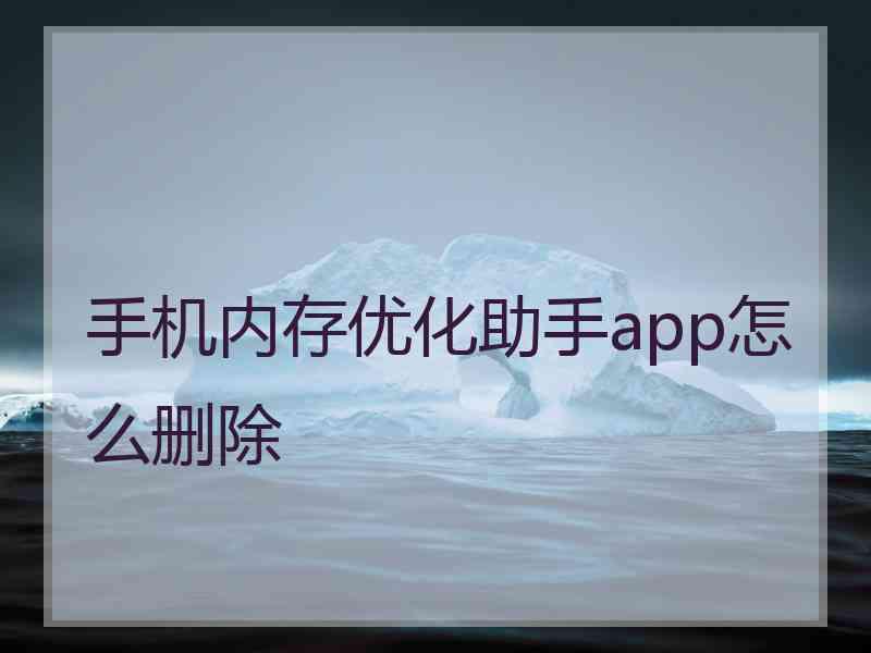 手机内存优化助手app怎么删除