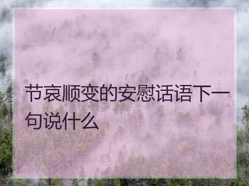 节哀顺变的安慰话语下一句说什么